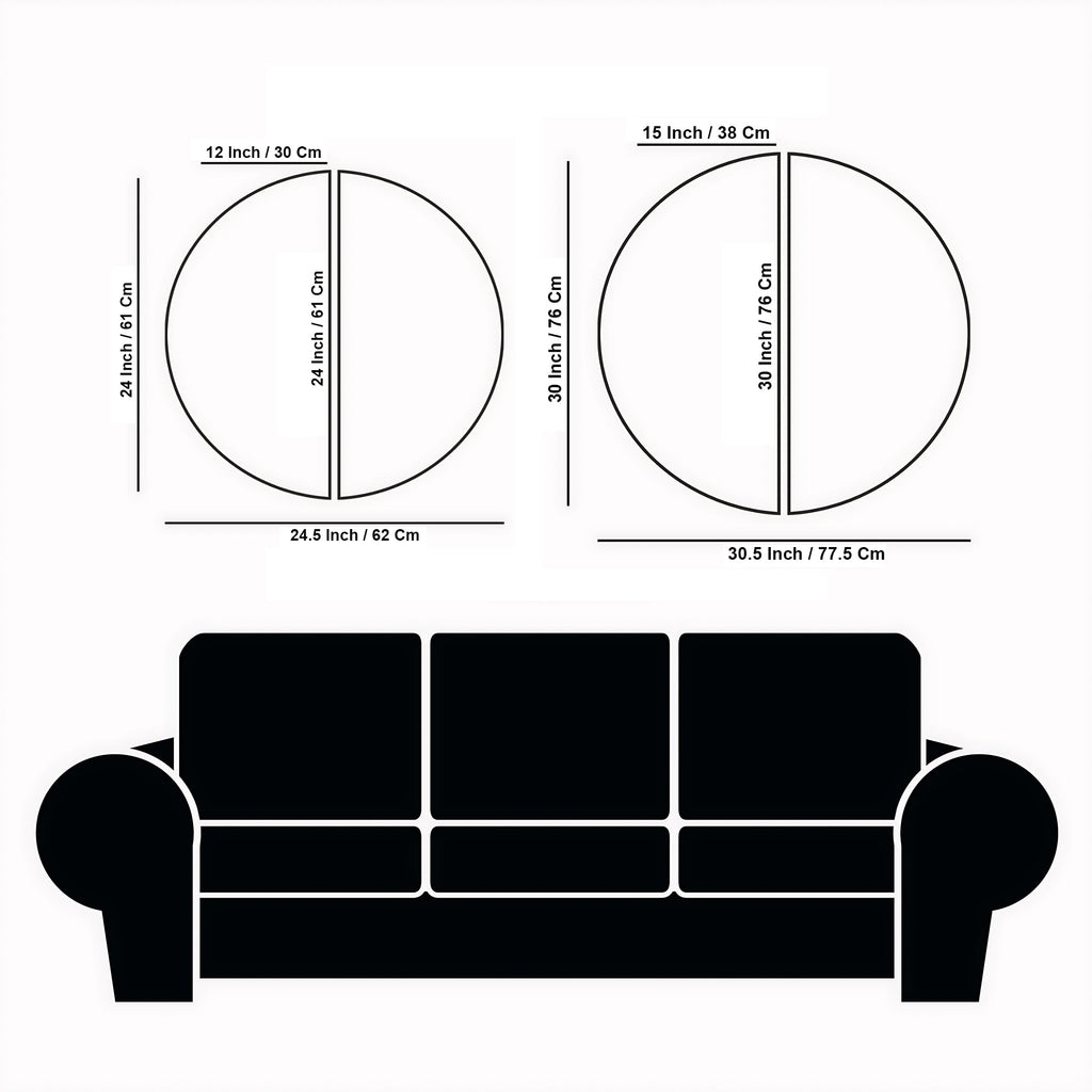 Spectacular Teal and Golden Abstract Cityscape Semi Circle Frames Set Of 2
