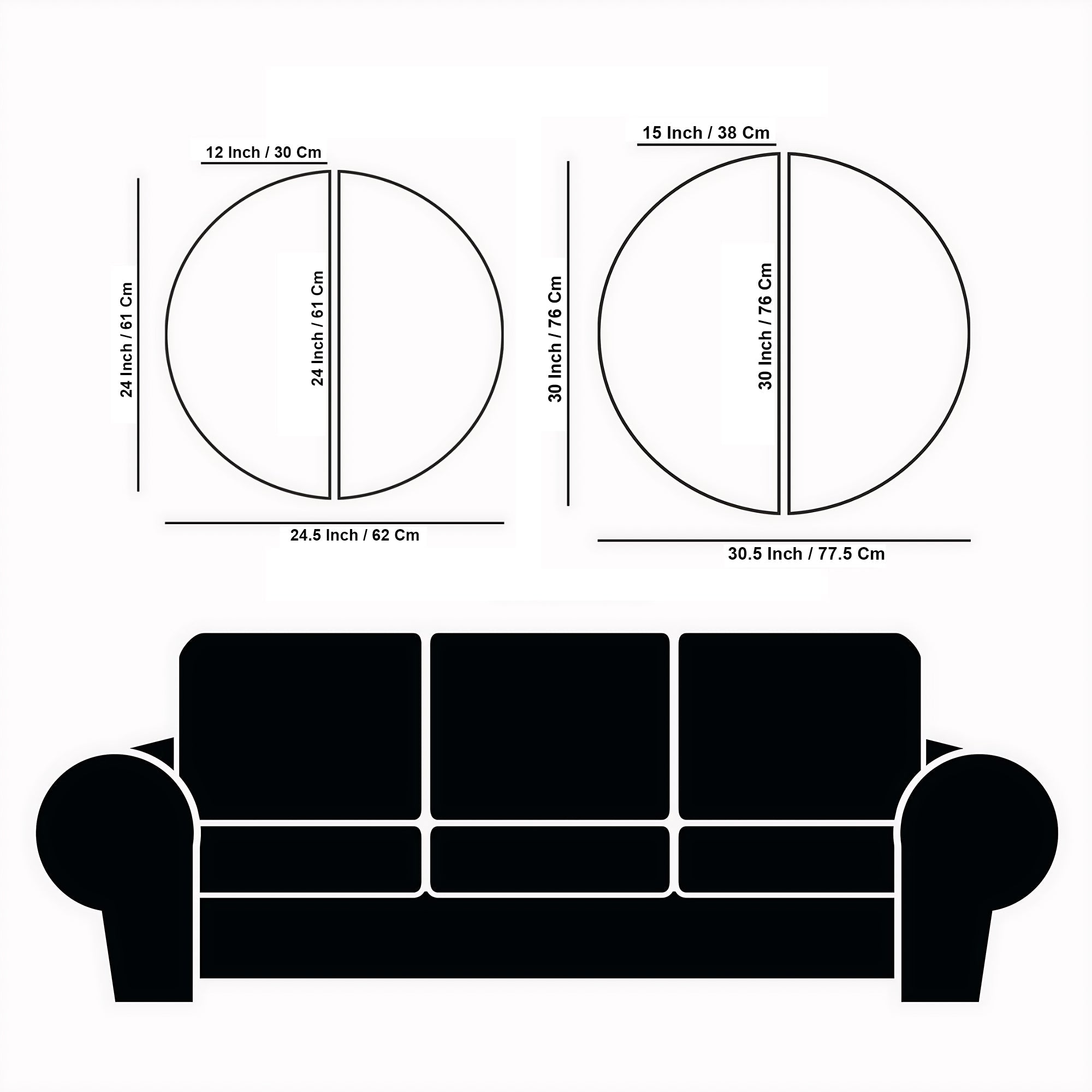 Spectacular Teal and Golden Abstract Cityscape Semi Circle Frames Set Of 2