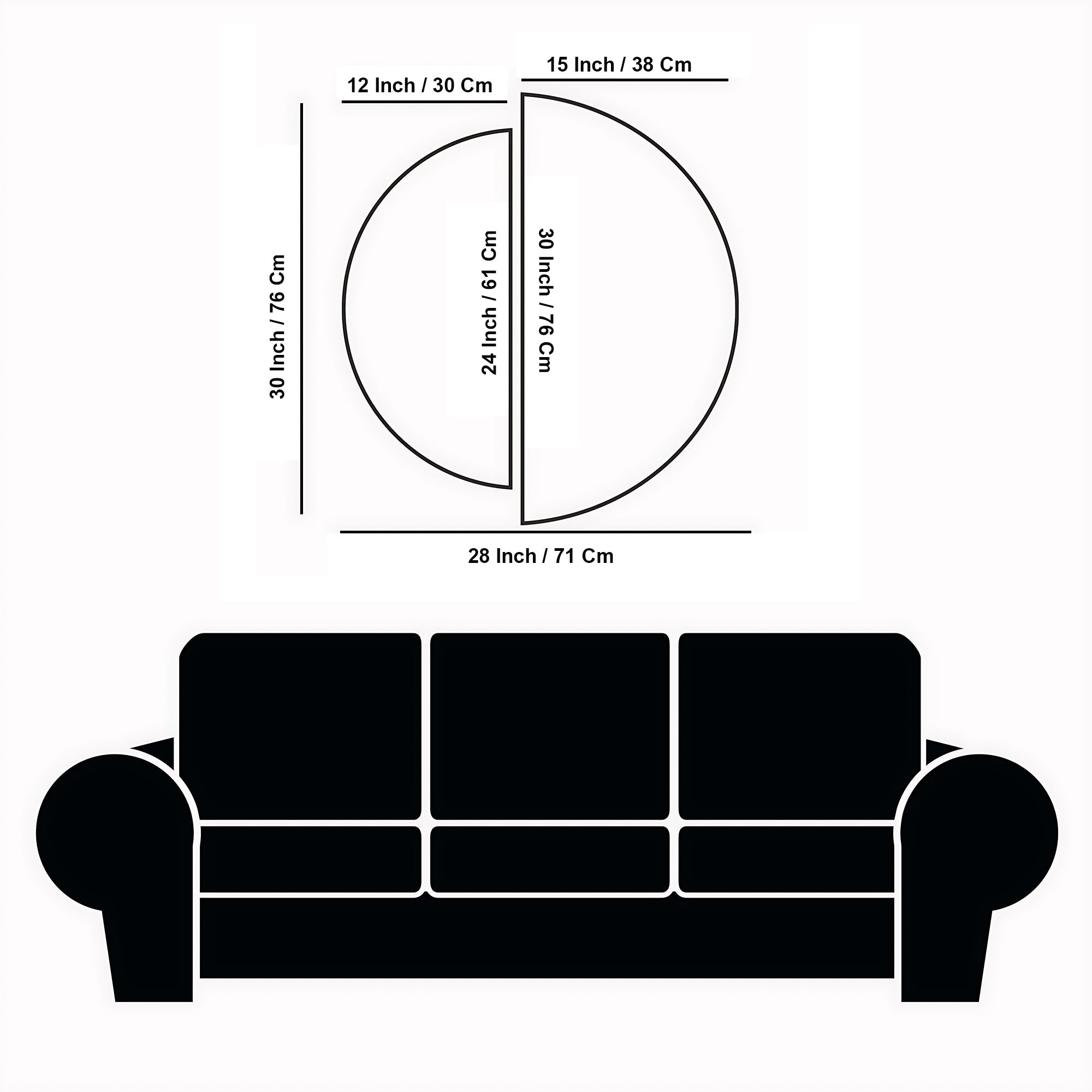 Modern Golden Art Textured Design Semi Circle Frames Set Of 2